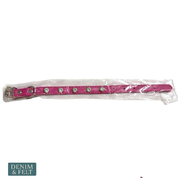 NEW Pink Rhinestone Dog Collar 12” Small Pet Bling Adjustable Collar - Picture 2 of 5